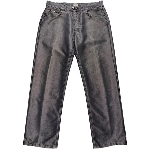 Vintage Moschino Lightweight Straight Leg Shining Jeans Gray men's size 33x28 - Picture 1 of 10